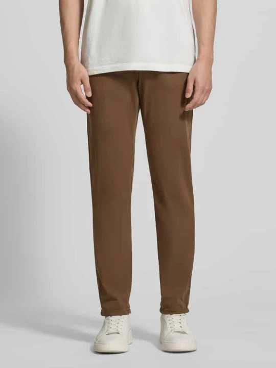 Zdjęcie produktu Spodnie w kroju tapered fit z kieszeniami w szwach model 'Lyon' Pierre Cardin Czekoladowy