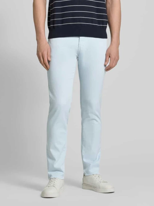 Zdjęcie produktu Spodnie w kroju tapered fit z kieszeniami w szwach model 'Lyon' Pierre Cardin Jasnoniebieski