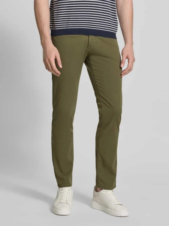 Zdjęcie produktu Spodnie w kroju tapered fit z kieszeniami w szwach model 'Lyon' Pierre Cardin Oliwkowy