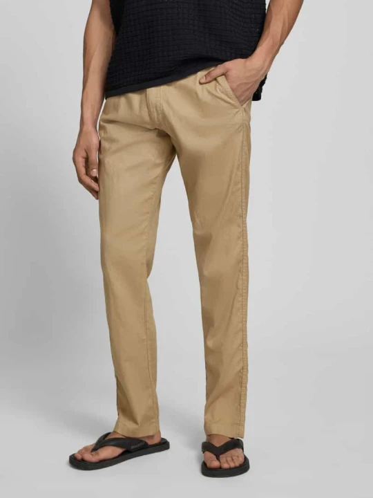 Zdjęcie produktu Spodnie o kroju relaxed fit z mieszanki bawełny i lnu model 'KANE' Jack&Jones Beżowy