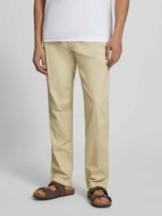 Zdjęcie produktu Spodnie o kroju relaxed fit z mieszanki bawełny i lnu model 'KANE' Jack&Jones Khaki