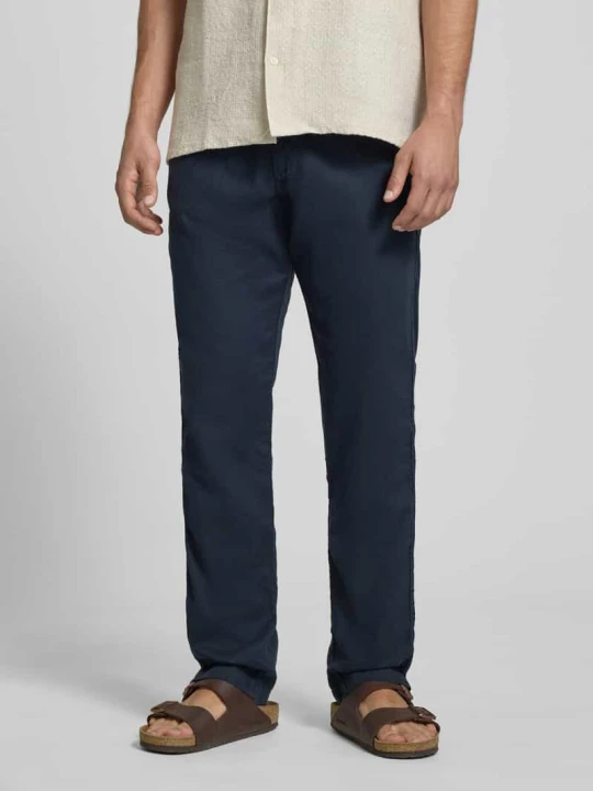 Zdjęcie produktu Spodnie o kroju relaxed fit z mieszanki bawełny i lnu model 'KANE' Jack&Jones Granatowy
