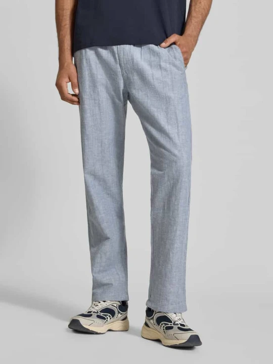 Zdjęcie produktu Spodnie o kroju relaxed fit z mieszanki bawełny i lnu model 'KANE' Jack&Jones Niebieski