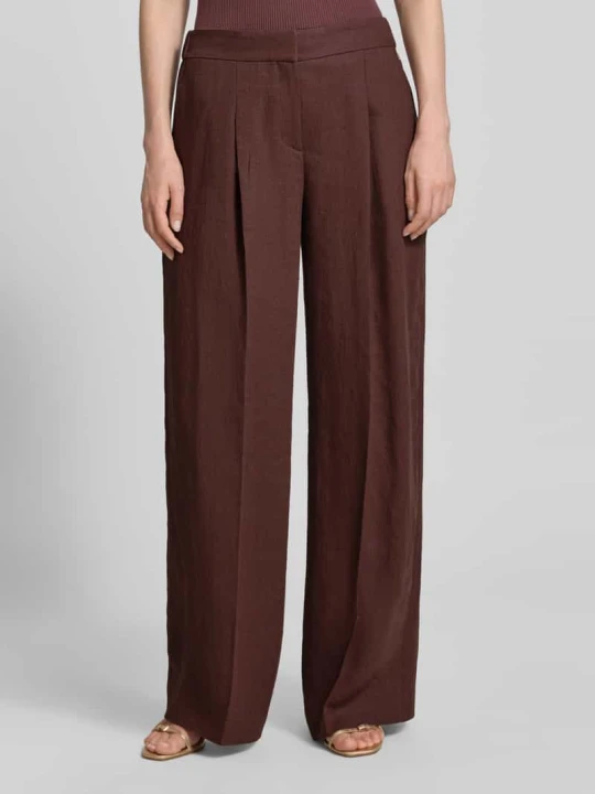 Zdjęcie produktu Spodnie o kroju relaxed fit z mieszanki lnu model 'TIANA11' Boss Czekoladowy