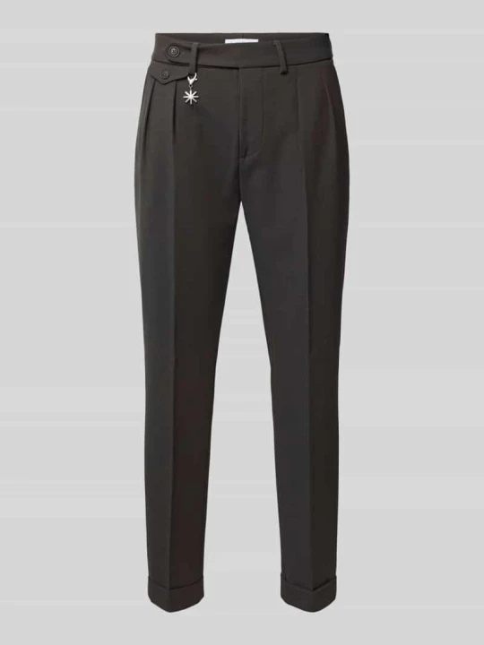 Zdjęcie produktu Spodnie o kroju slim fit z dodatkiem wiskozy Manuel Ritz Ciemnobrązowy