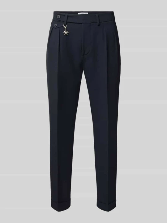 Zdjęcie produktu Spodnie o kroju slim fit z dodatkiem wiskozy Manuel Ritz Granatowy