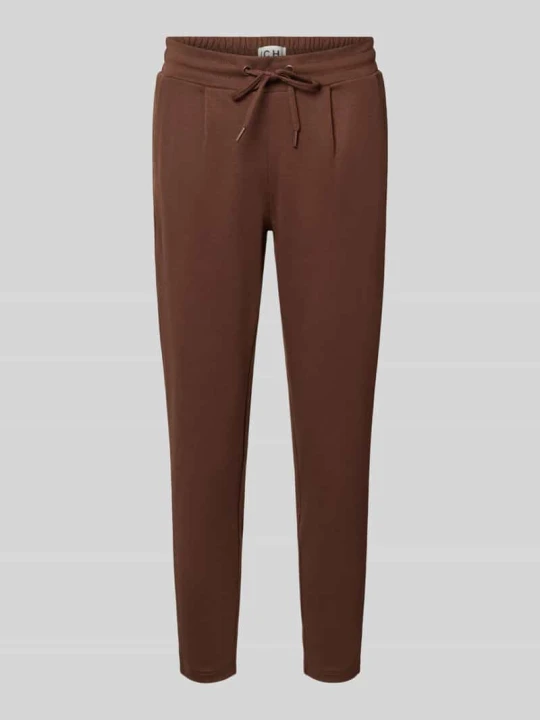 Zdjęcie produktu Spodnie o kroju slim fit z dodatkiem wiskozy model 'KATE' Ichi Ciemnobrązowy
