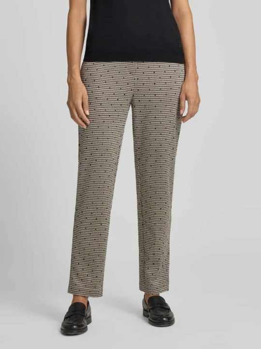 Zdjęcie produktu Spodnie o kroju slim fit z dodatkiem wiskozy model 'Kate' Ichi Ciemnobrązowy