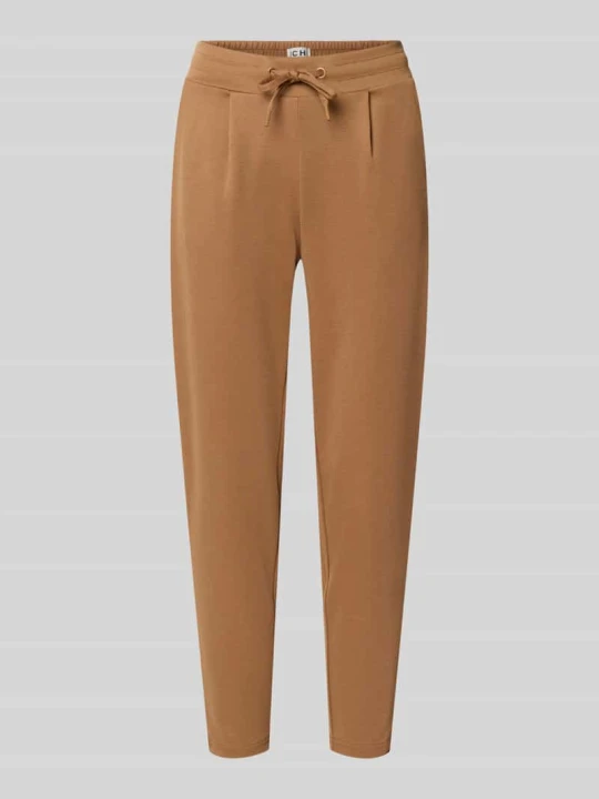 Zdjęcie produktu Spodnie o kroju slim fit z dodatkiem wiskozy model 'KATE' Ichi Średniobrązowy