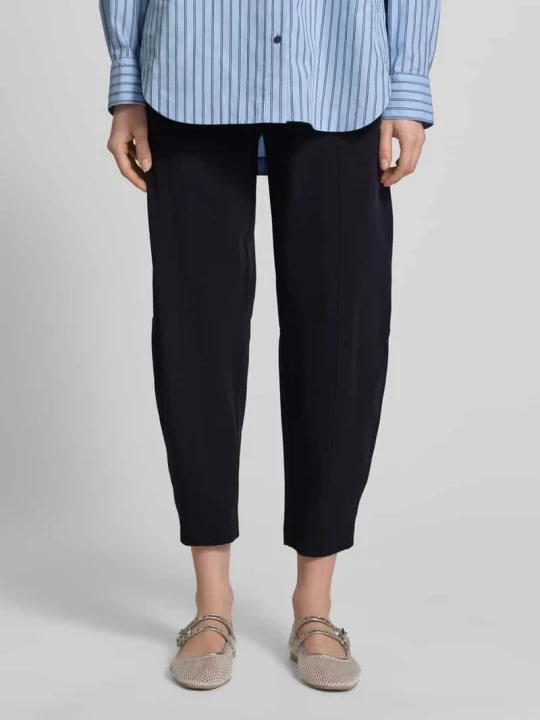 Zdjęcie produktu spodnie o kroju slim fit z elastycznym pasem z logo model 'EDEN' CAMBIO Granatowy