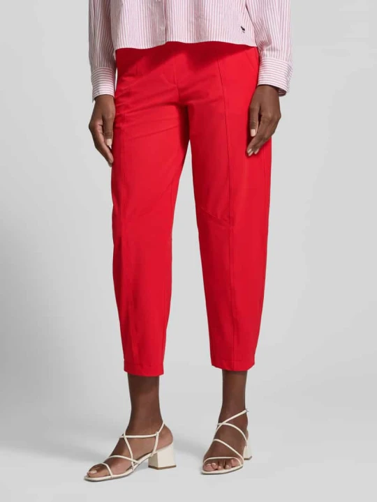 Zdjęcie produktu spodnie o kroju slim fit z elastycznym pasem z logo model 'EDEN' CAMBIO Czerwony