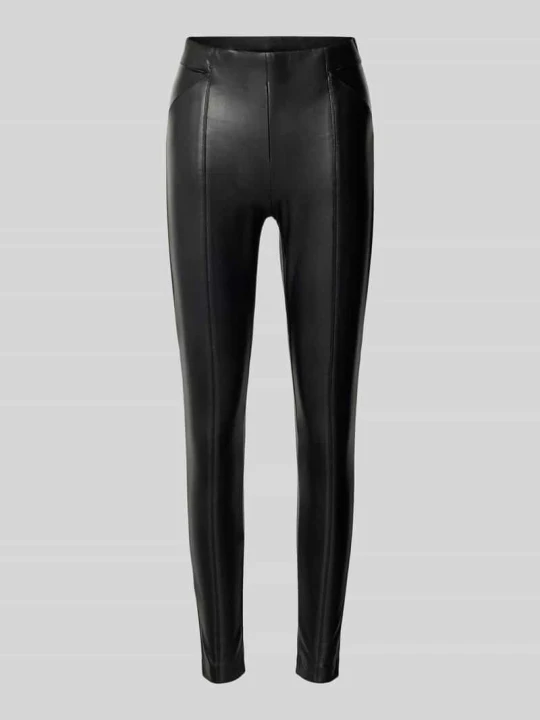 Zdjęcie produktu Spodnie o kroju slim fit z imitacji skóry z elastycznym pasem model ‘JESSIE’ Only Czarny