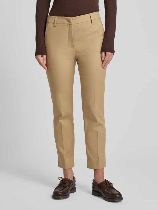 Zdjęcie produktu Spodnie o kroju slim fit z mieszanki bawełny model „VITE” Weekend Max Mara Camel