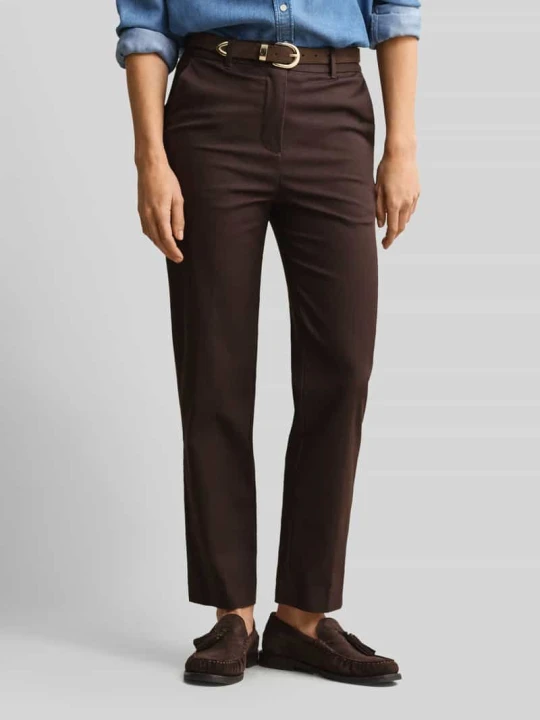 Zdjęcie produktu Spodnie o kroju slim fit z mieszanki bawełny o długości 7 / 8 Gant Ciemnobrązowy