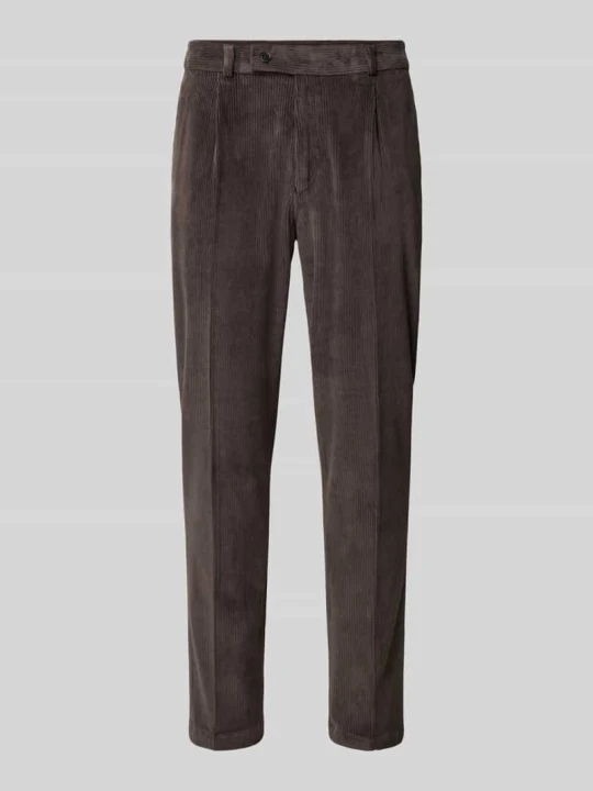 Zdjęcie produktu spodnie o kroju slim fit z mieszanki bawełny w imitacji sztruksu model 'Cliffer' Zuitable Ciemnobrązowy