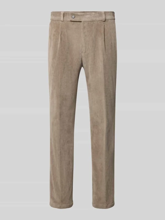 Zdjęcie produktu spodnie o kroju slim fit z mieszanki bawełny w imitacji sztruksu model 'Cliffer' Zuitable Piaskowy