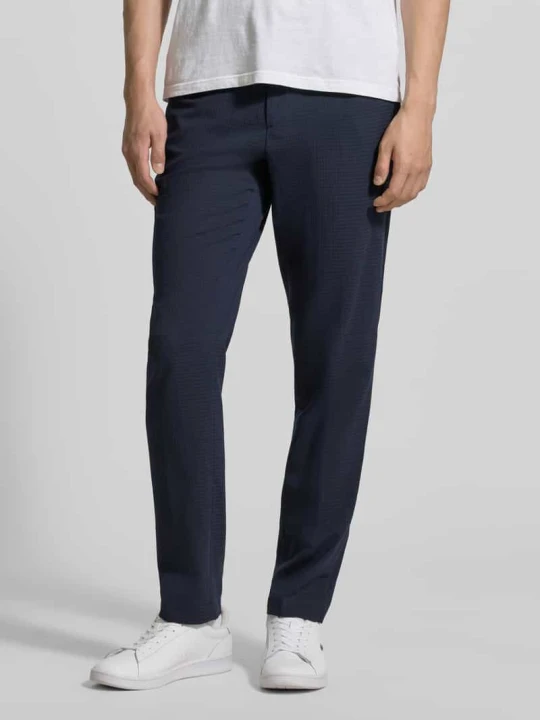 Zdjęcie produktu Spodnie o kroju slim fit z mieszanki wełny model 'P-GENIUS' Boss Granatowy