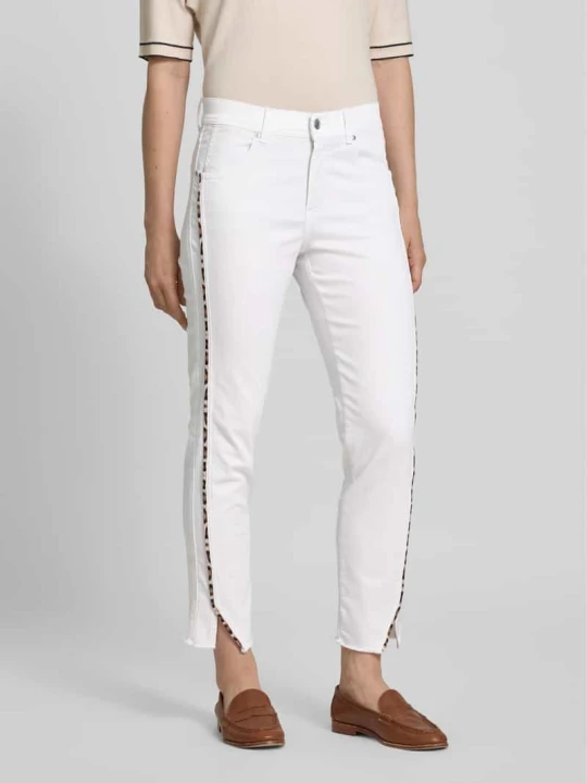 Zdjęcie produktu Spodnie o kroju slim fit z wypustkami w kontrastowym kolorze model ‘Ornella’ Angels
