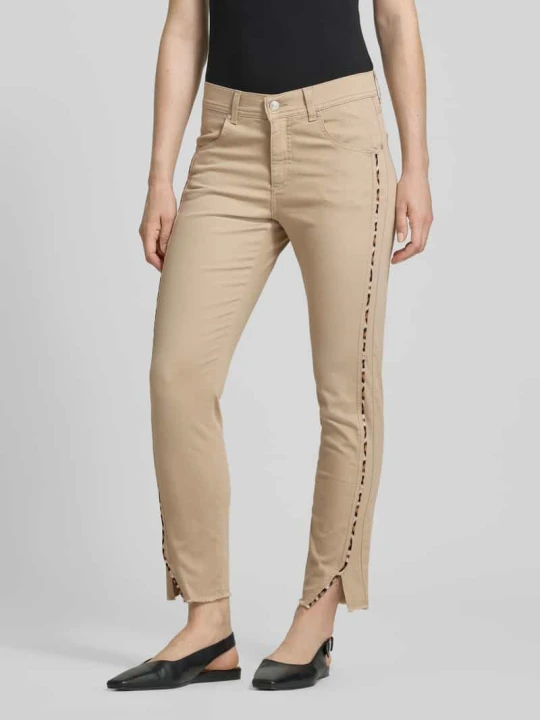 Zdjęcie produktu Spodnie o kroju slim fit z wypustkami w kontrastowym kolorze model ‘Ornella’ Angels
