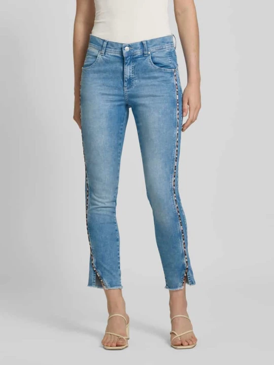 Zdjęcie produktu Spodnie o kroju slim fit z wypustkami w kontrastowym kolorze model ‘Ornella’ Angels