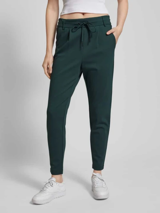 Zdjęcie produktu Spodnie o kroju slim fit z zakładkami w pasie i tunelem model ‘POPTRASH EASY’ Only Butelkowy zielony
