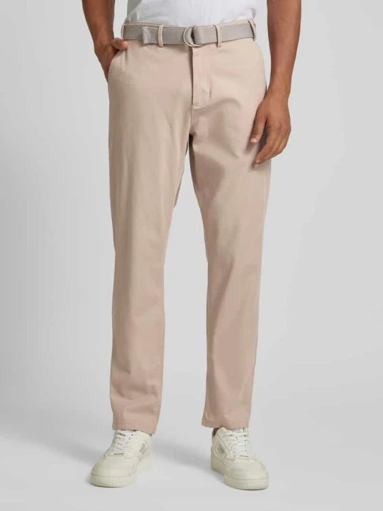 Zdjęcie produktu Spodnie o kroju slim fit z zapięciem na guzik i paskiem MCNEAL Beżowy