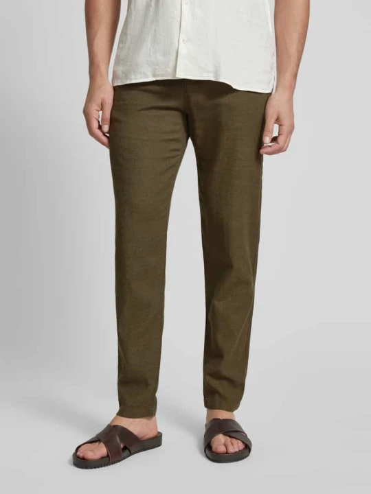 Zdjęcie produktu Spodnie o kroju slim taperd fit z tunelem model ‘Brody’ Selected Homme Oliwkowy