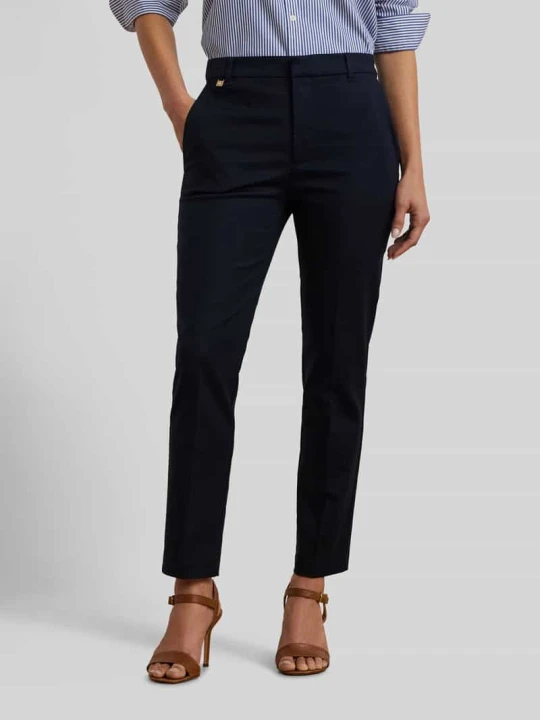 Zdjęcie produktu Spodnie o kroju straight fit z mieszanki bawełny Lauren Ralph Lauren Granatowy