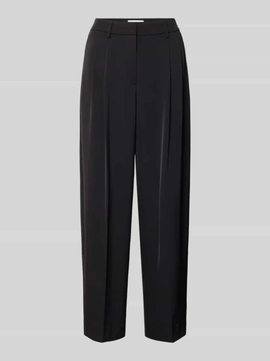 Zdjęcie produktu Spodnie o kroju tapered fit z zakładkami w pasie comma Czarny