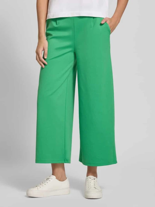 Zdjęcie produktu Spodnie o kroju wide fit z elastycznym pasem Model 'Kate' Ichi Zielony