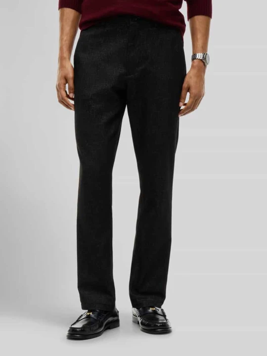 Zdjęcie produktu spodnie o prostym kroju slim fit z mieszanki bawełny z dodatkiem wiskozy model 'DENTON' Tommy Hilfiger Antracytowy