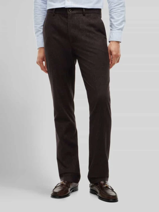 Zdjęcie produktu spodnie o prostym kroju slim fit z mieszanki bawełny z dodatkiem wiskozy model 'DENTON' Tommy Hilfiger Ciemnobrązowy