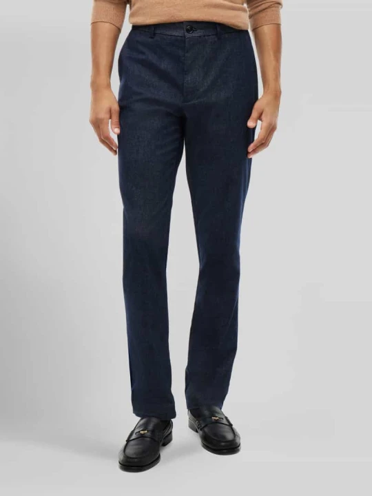 Zdjęcie produktu spodnie o prostym kroju slim fit z mieszanki bawełny z dodatkiem wiskozy model 'DENTON' Tommy Hilfiger Granatowy