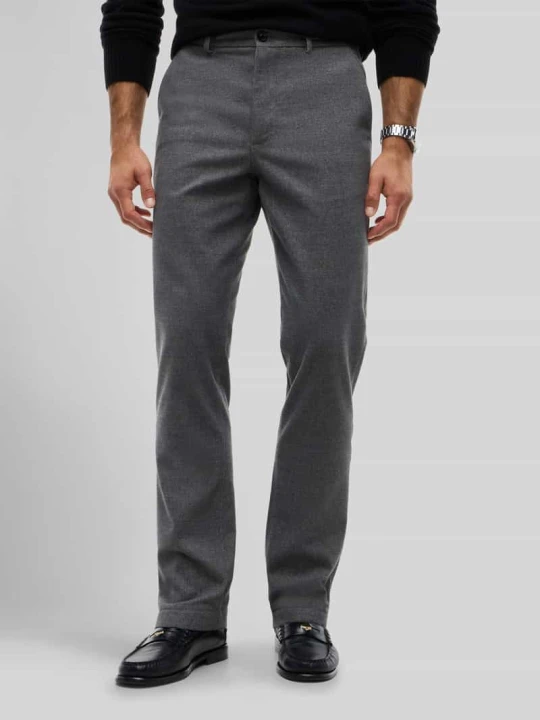 Zdjęcie produktu spodnie o prostym kroju slim fit z mieszanki bawełny z dodatkiem wiskozy model 'DENTON' Tommy Hilfiger Jasnoszary