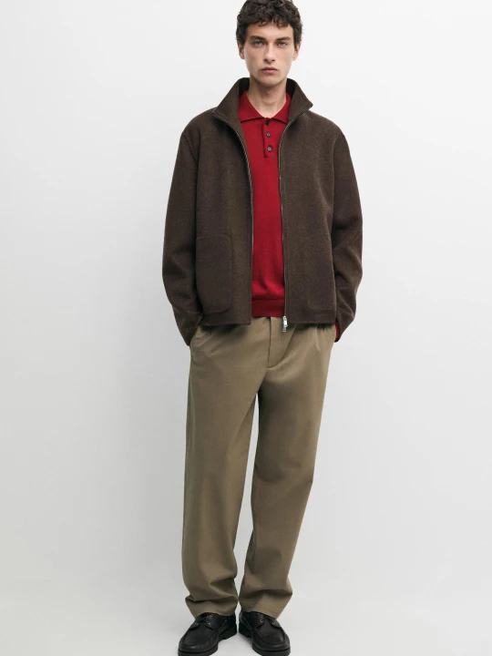 Zdjęcie produktu Spodnie O Prostym Kroju Z Mieszanki Bawełny - Norkowy - Massimo Dutti - Male