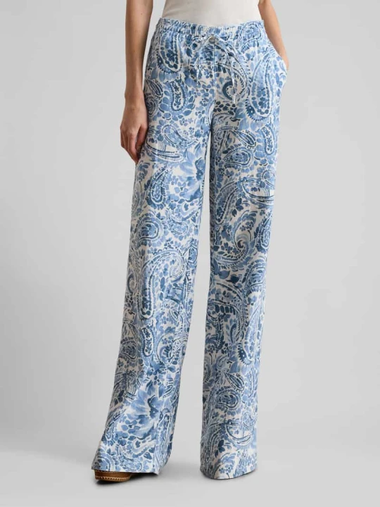 Zdjęcie produktu Spodnie o szerokości z czystego lnu z wzorem na całej powierzchni Lauren Ralph Lauren Jasnoniebieski melanż