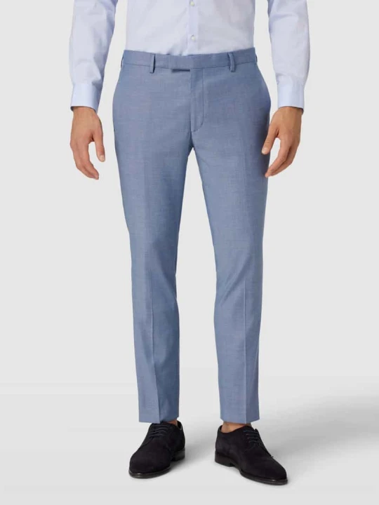 Zdjęcie produktu Spodnie od garnituru męskie JOOP! Collection; Elastyczna mieszanka wełny lana i wiskozy; Krój extra slim fit; Skrócony krój; Model ‘Gun’; Fakturowany wzór; Kanty; Szer Jasnoniebieski