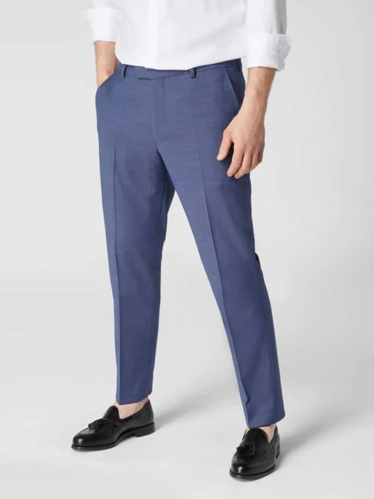 Zdjęcie produktu Spodnie od garnituru męskie JOOP! Collection; Mieszanka materiałów z dodatkiem żywej wełny i streczu; Krój modern fit; Delikatny tkany wzór; Zapięcie na 2 haftki i Królewski niebieski