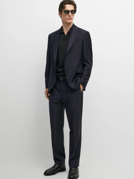 Zdjęcie produktu Spodnie Od Garnituru W Jodełkę - Granatowy - Massimo Dutti - Male