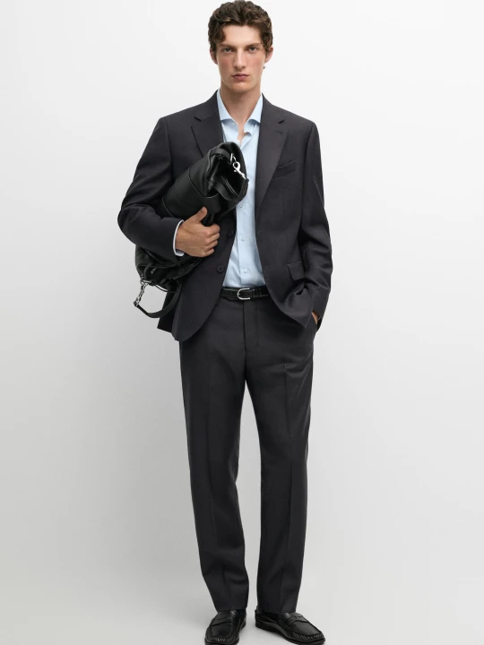 Zdjęcie produktu Spodnie Od Garnituru Z 100% Wełną - Granatowy - Massimo Dutti - Male