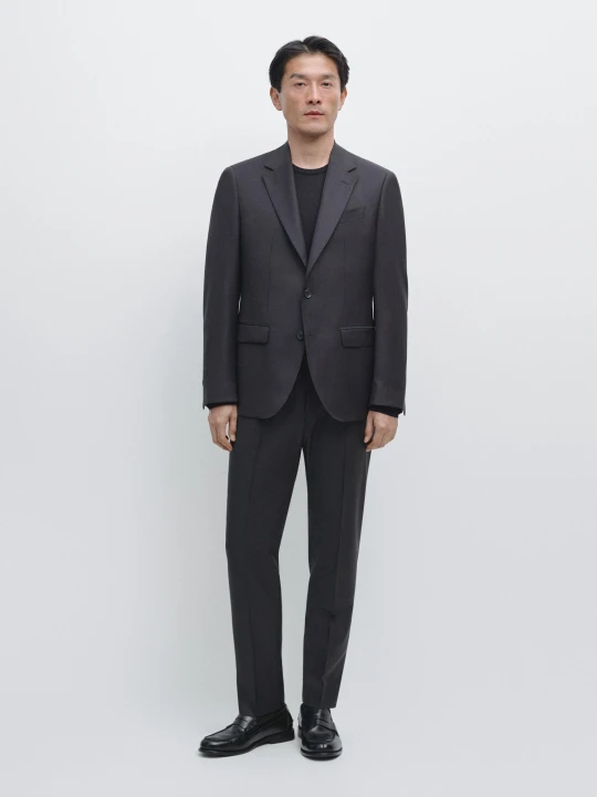 Zdjęcie produktu Spodnie Od Garnituru Z Chłodnej Wełny - Granatowy - Massimo Dutti - Male