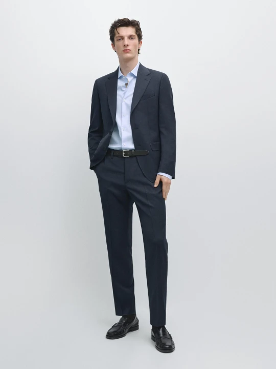 Zdjęcie produktu Spodnie Od Garnituru Z Chłodnej Wełny - Niebieski - Massimo Dutti - Male