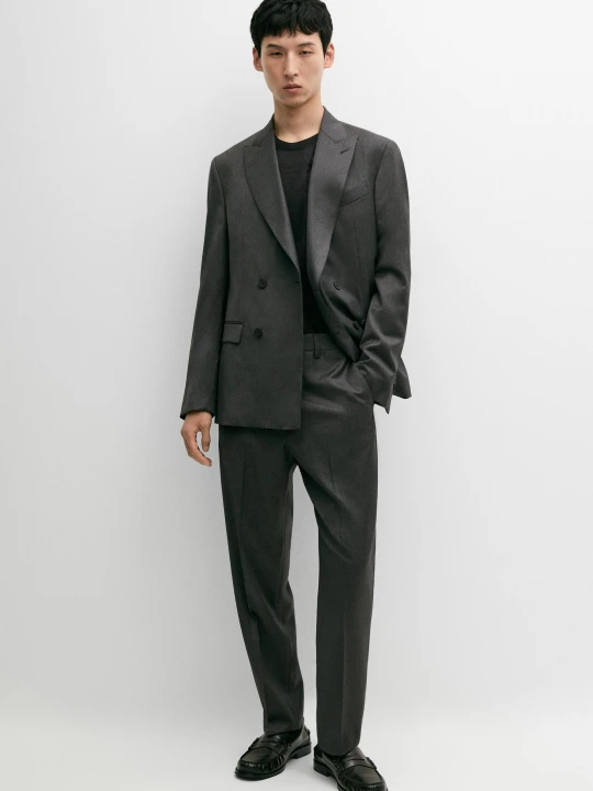 Zdjęcie produktu Spodnie Od Garnituru Ze 100% Chłodnej Wełny - Szary - Massimo Dutti - Male