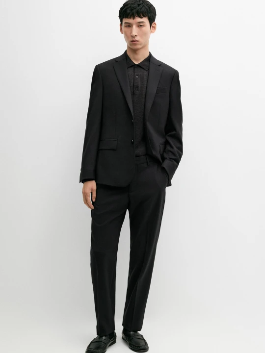 Zdjęcie produktu Spodnie Od Garnituru Ze 100% Wełny - Czarny - Massimo Dutti - Male