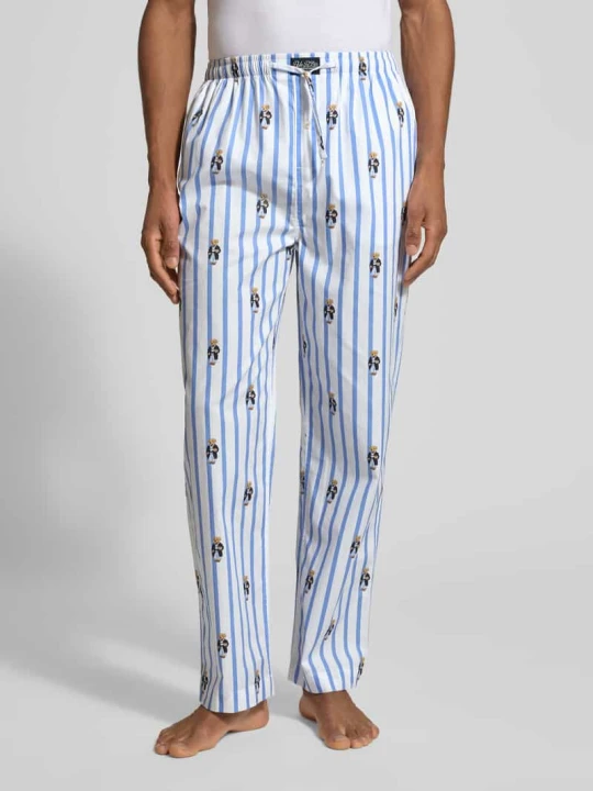 Zdjęcie produktu spodnie od piżamy o kroju comfort fit z czystej bawełny model 'PJ PANT-SLEEP-BOTTOM' Polo Ralph Lauren Jasnoniebieski