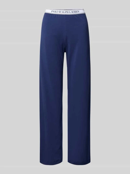Zdjęcie produktu Spodnie od piżamy z prostą nogawką i elastycznym pasem z logo Polo Ralph Lauren Ciemnoniebieski