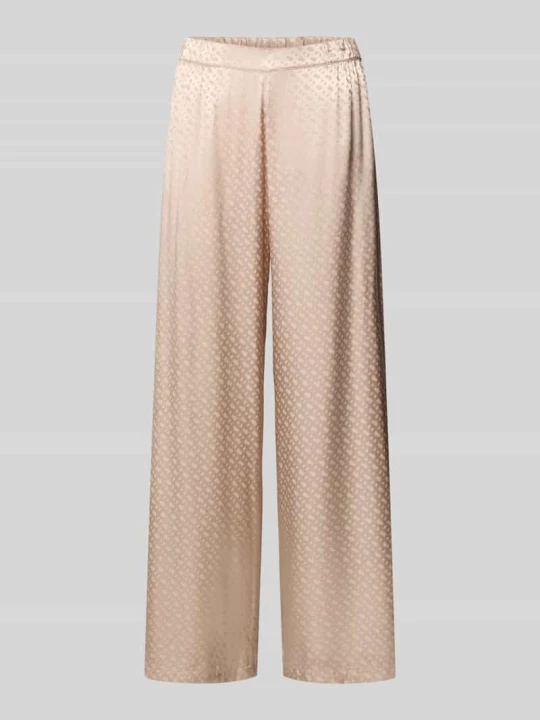Zdjęcie produktu Spodnie od piżamy z szeroką nogawką z czystej wiskozy model ‘MONOGRAM_PANTS’ Boss Beżowy
