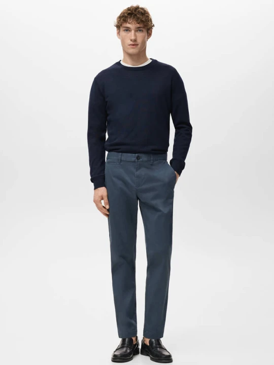 Zdjęcie produktu Spodnie Prato chino slim fit cropped niebieski indygo - Mężczyzna - MANGO MAN