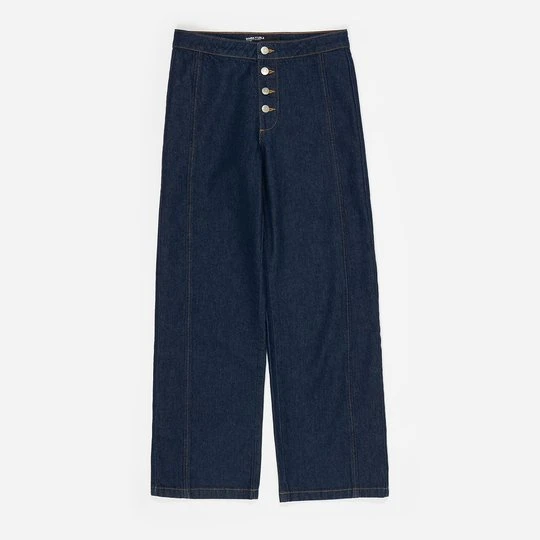 Zdjęcie produktu Spodnie proste guziki denim ciemnoniebieskie BIMBA Y LOLA
