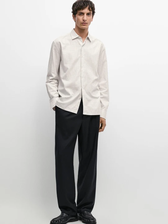 Zdjęcie produktu Spodnie Relax Fit 100% Wełna Zamsz - Granatowy - Massimo Dutti - Male